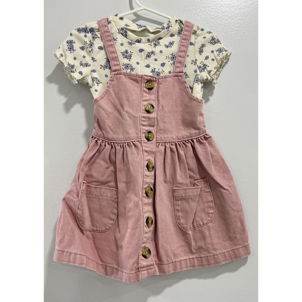 2/$15 ⭐️ Primark Baby Girl Overal Dress With T-Shirt 18-24 Months